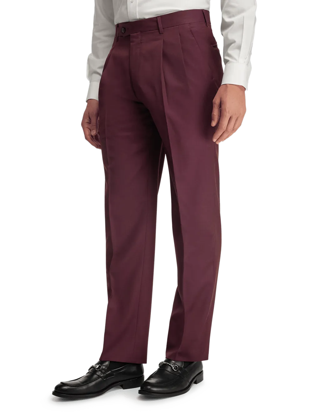 Wool Gabardine Pants - Burgundy