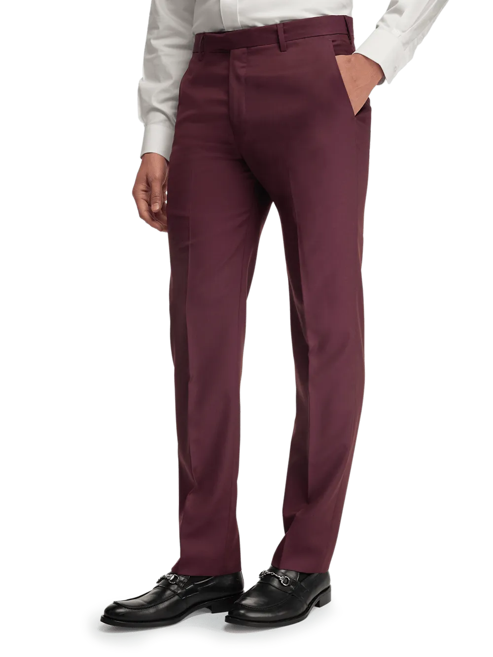 Wool Gabardine Pants - Burgundy
